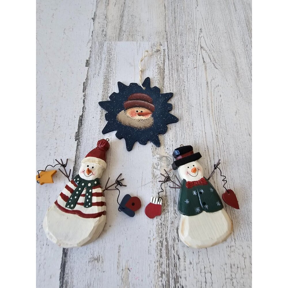 Wooden snowman mitten ornament star Xmas tree set‎ ornaments